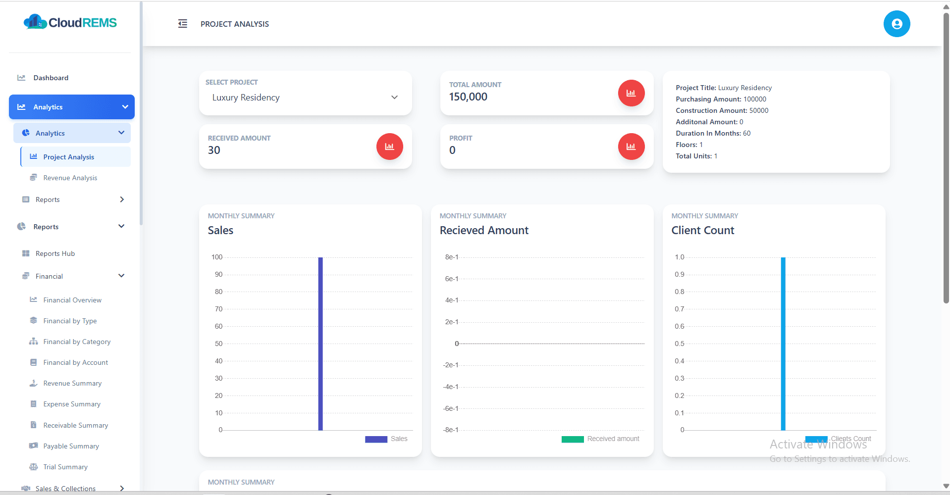 Placeholder preview of the CloudREMS construction management screen. Replace with an actual portal screenshot.