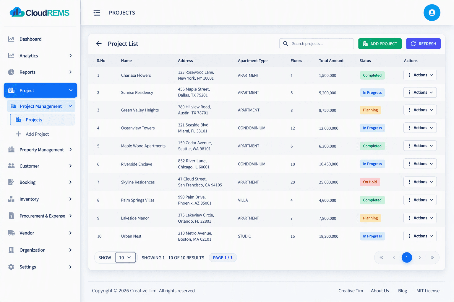 Placeholder preview of the CloudREMS project and property inventory screen. Replace with an actual portal screenshot.