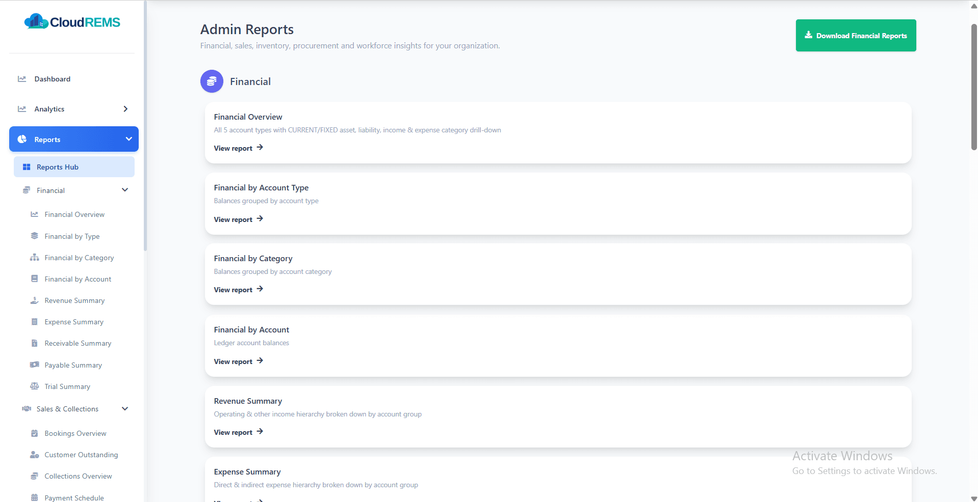 Placeholder preview of the CloudREMS financial reports screen. Replace with an actual portal screenshot.